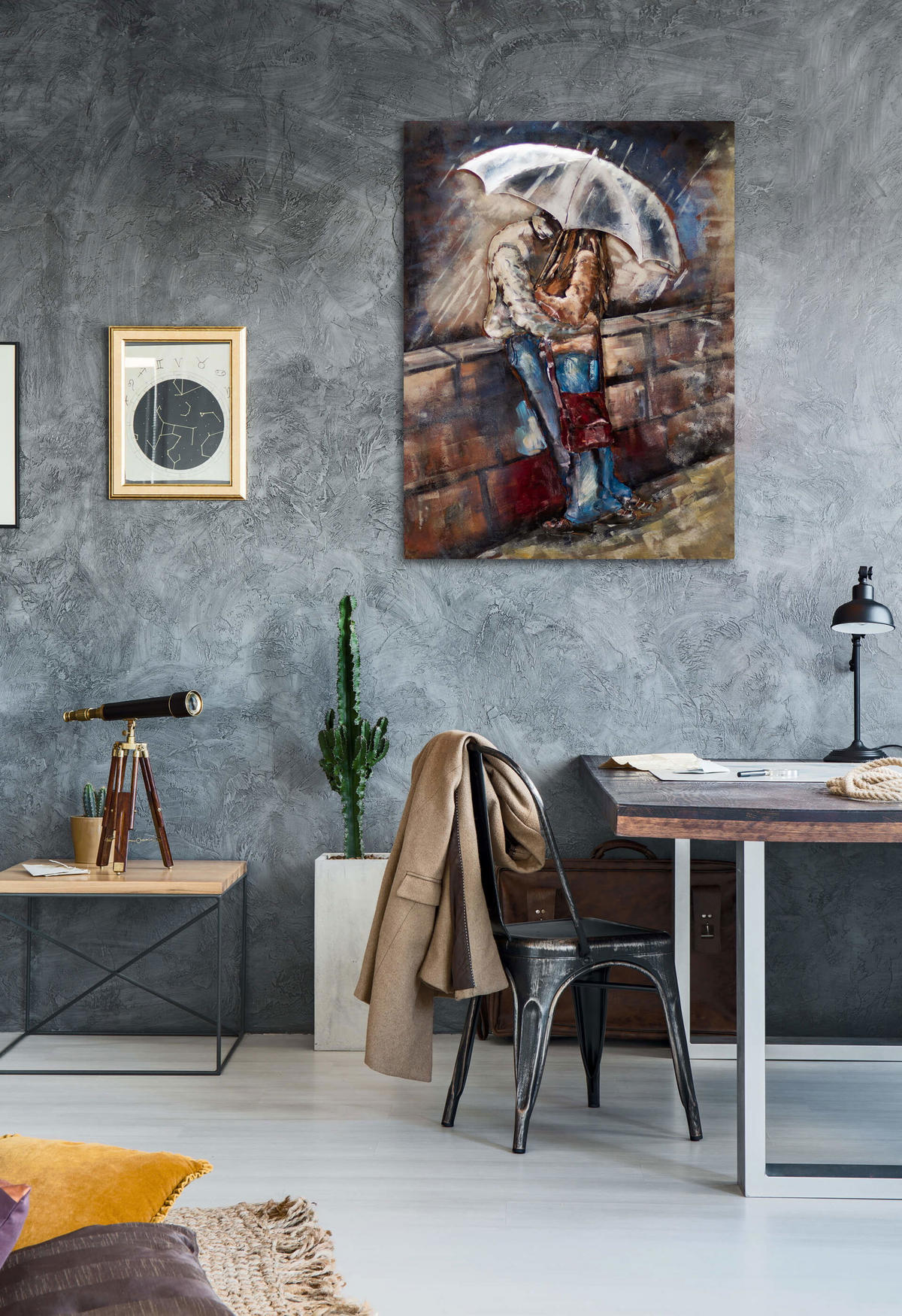 METALLBILD Blau 70/100 cm - Blau/Braun, Metall (70/100cm) - KUNSTLOFT