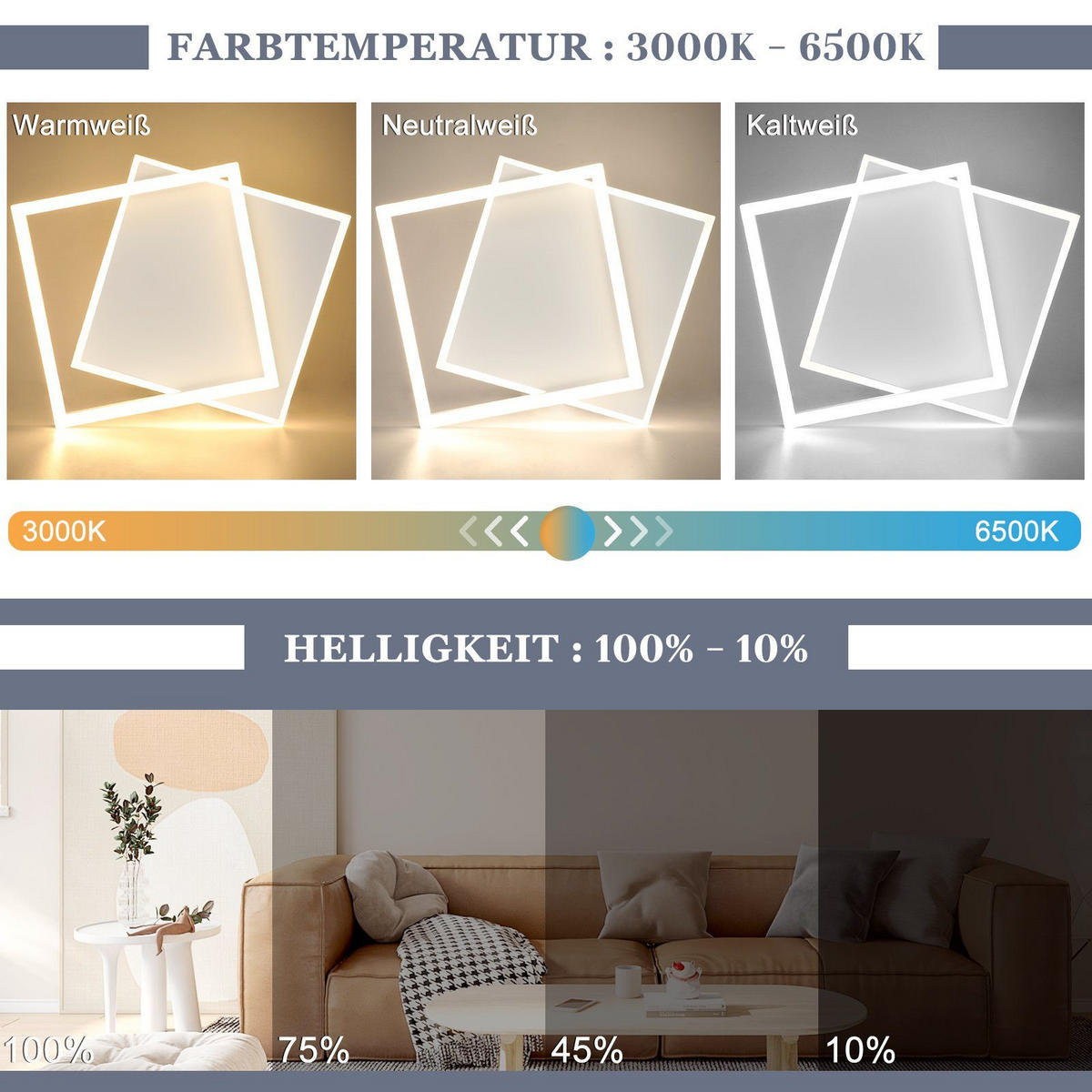LED-DECKENLEUCHTE Lena 43.5/41/6 cm - Weiß, Metall (43.5/41/6cm) - Nettlife