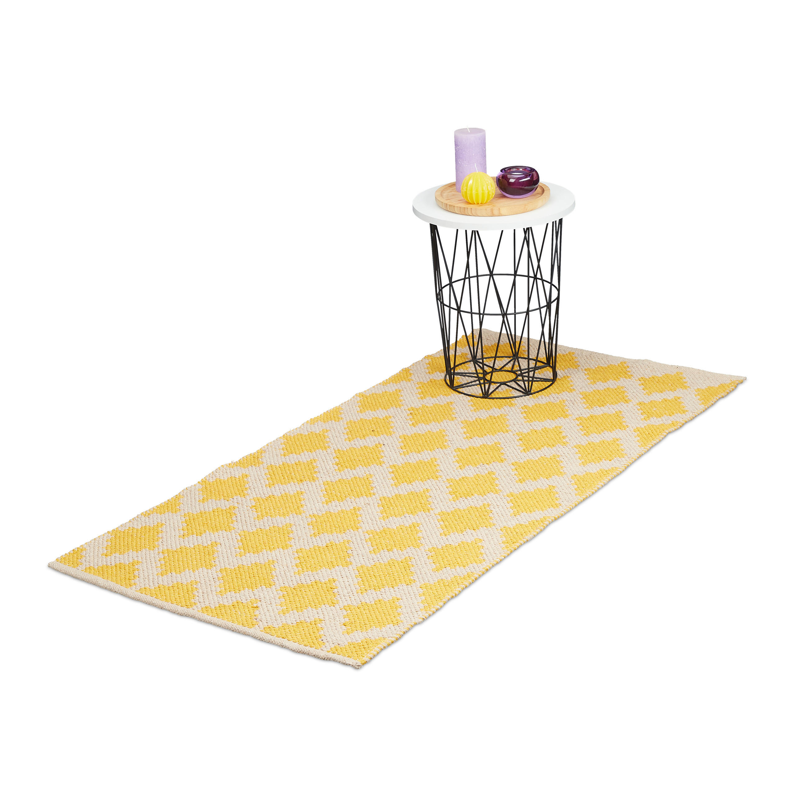 LÄUFER - Gelb/Beige, Textil (70/140cm) - Relaxdays
