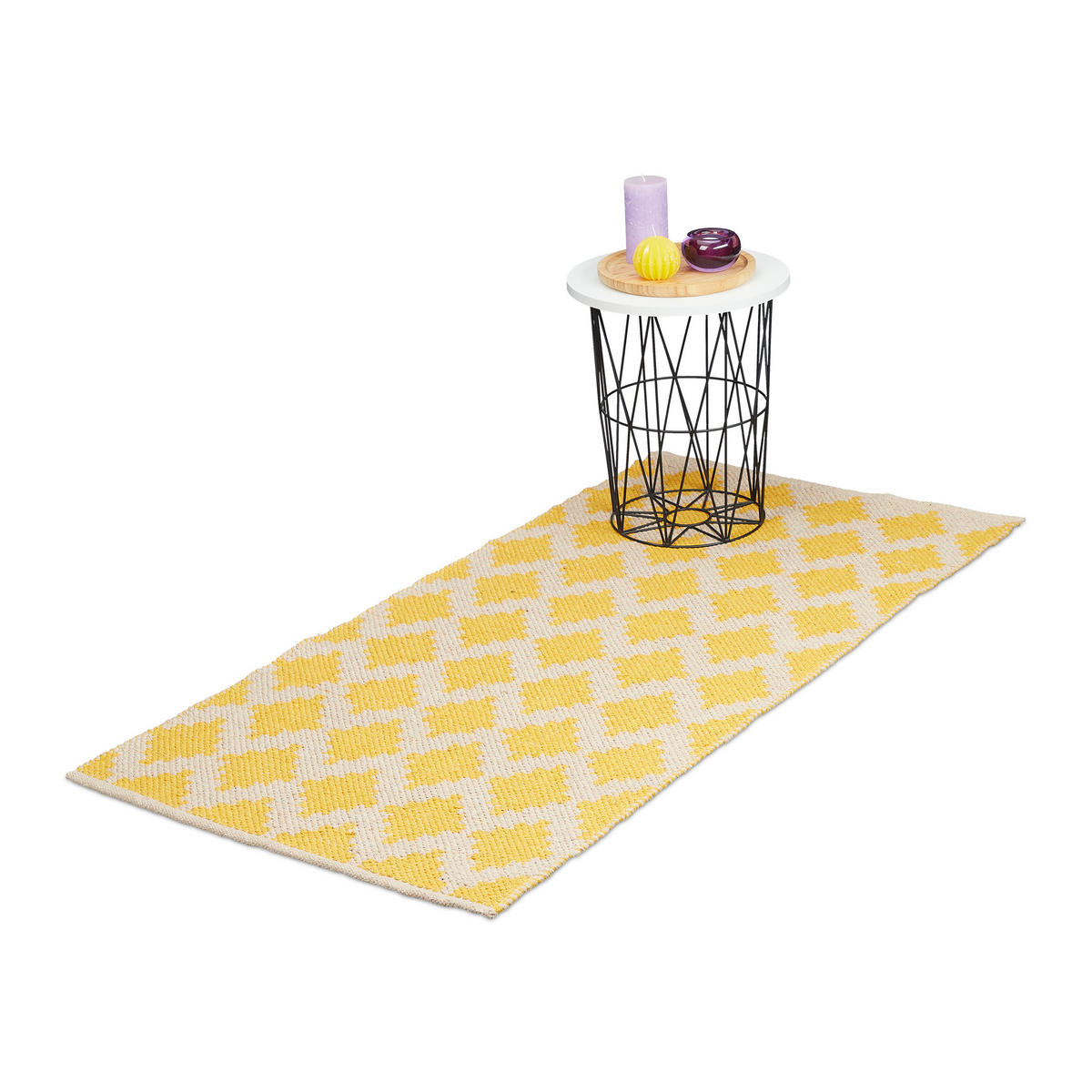 LÄUFER - Gelb/Beige, Textil (70/140cm) - Relaxdays