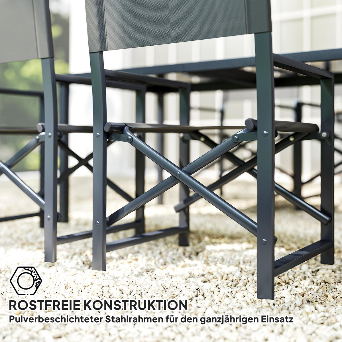 SITZGRUPPE 5-teilig DE-09823 mit Glastisch und klappbaren Stühlen Grau - Grau, Metall - ComfortXL