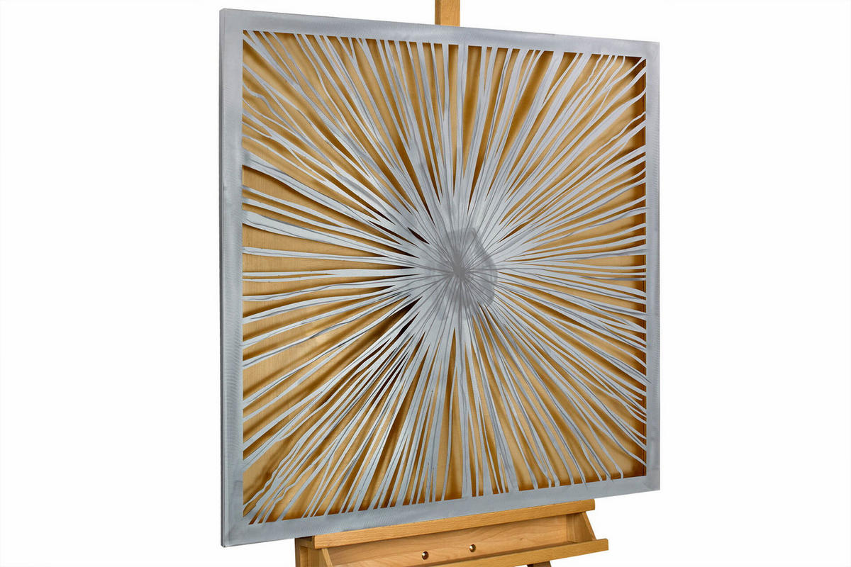 METALLBILD Gold 80/80 cm - Silberfarben/Goldfarben, Metall (3/80cm) - KUNSTLOFT