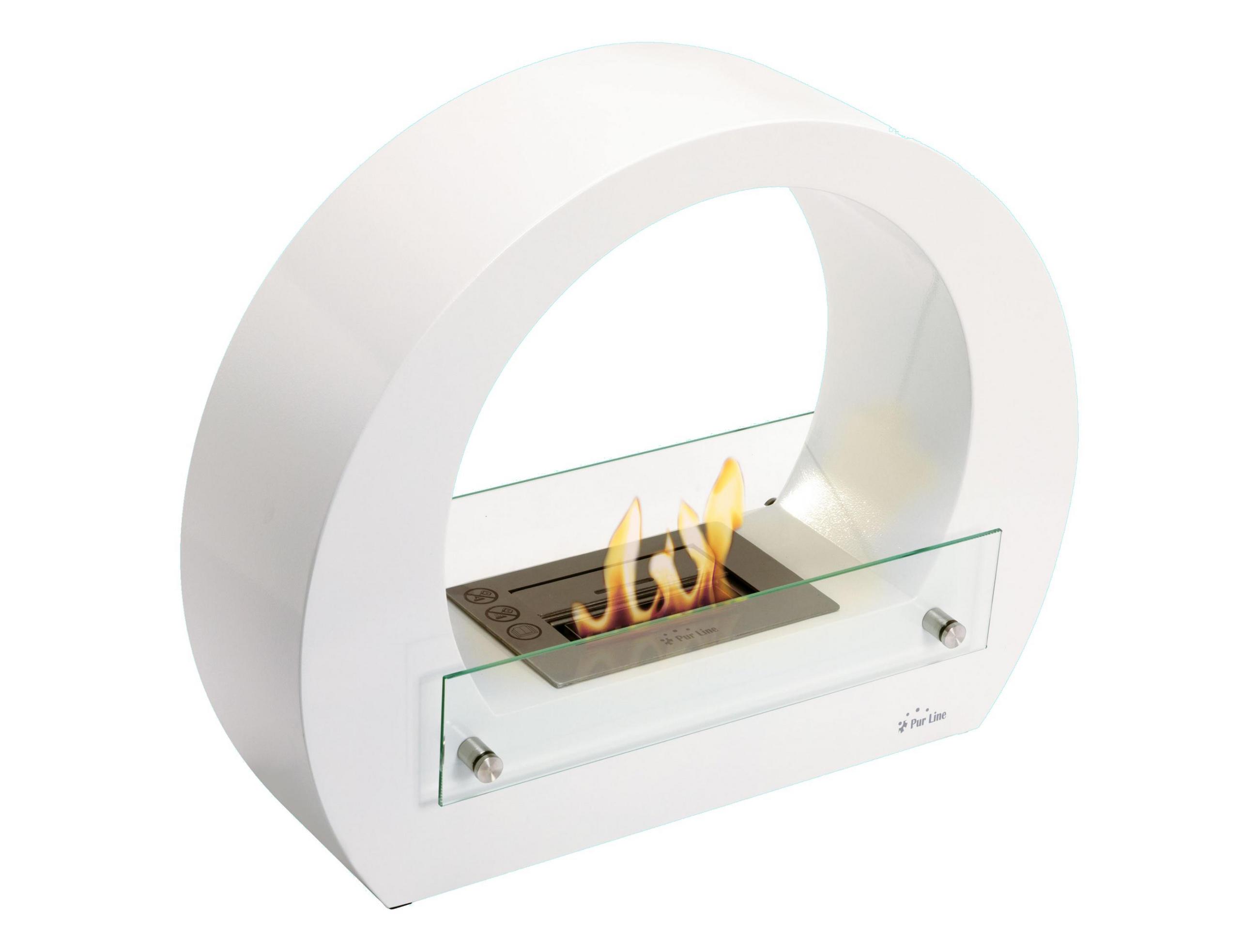 BIOETHANOL-KAMIN Weiß Bodenmodell inklusive 1.25 L Brennblock - Weiß, Metall (64/52/18cm) - Purline