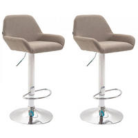 BARHOCKER 2er Set Stoff taupe - Taupe/Chromfarben, Textil/Metall (51/89/52cm) - CLP