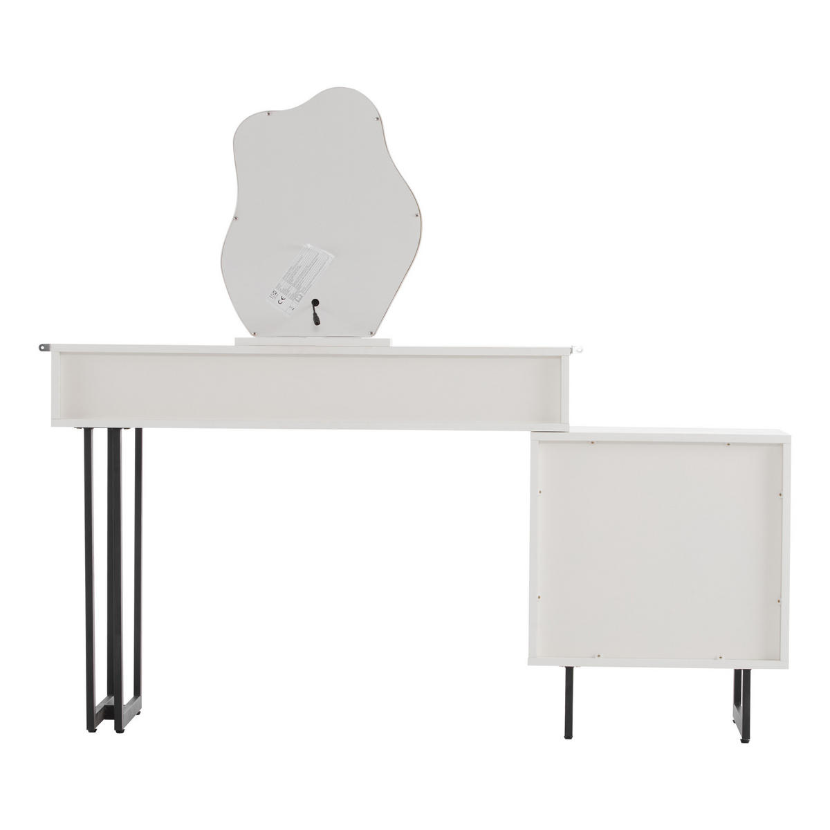 SCHMINKTISCH in Weiß Frisiertisch-Set mit Spiegel LED Beleuchtung ausziehbarer Tischplatte 3 Farb Licht,B100/T40/H76cm - Schwarz/Weiß, Glas/Holzwerkstoff (100/76/40cm) - STILVORA