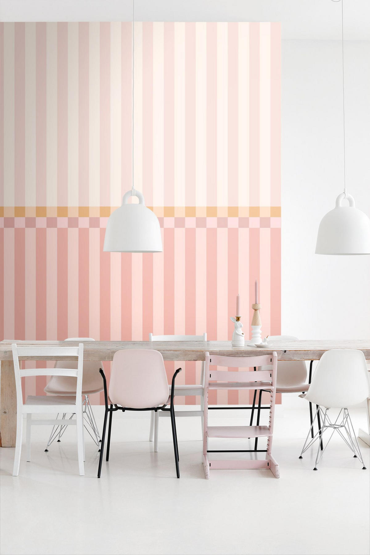 FOTOTAPETE Streifen 2.5 x 2.79 m - Pink, Papier (250/279cm) - ESTAhome
