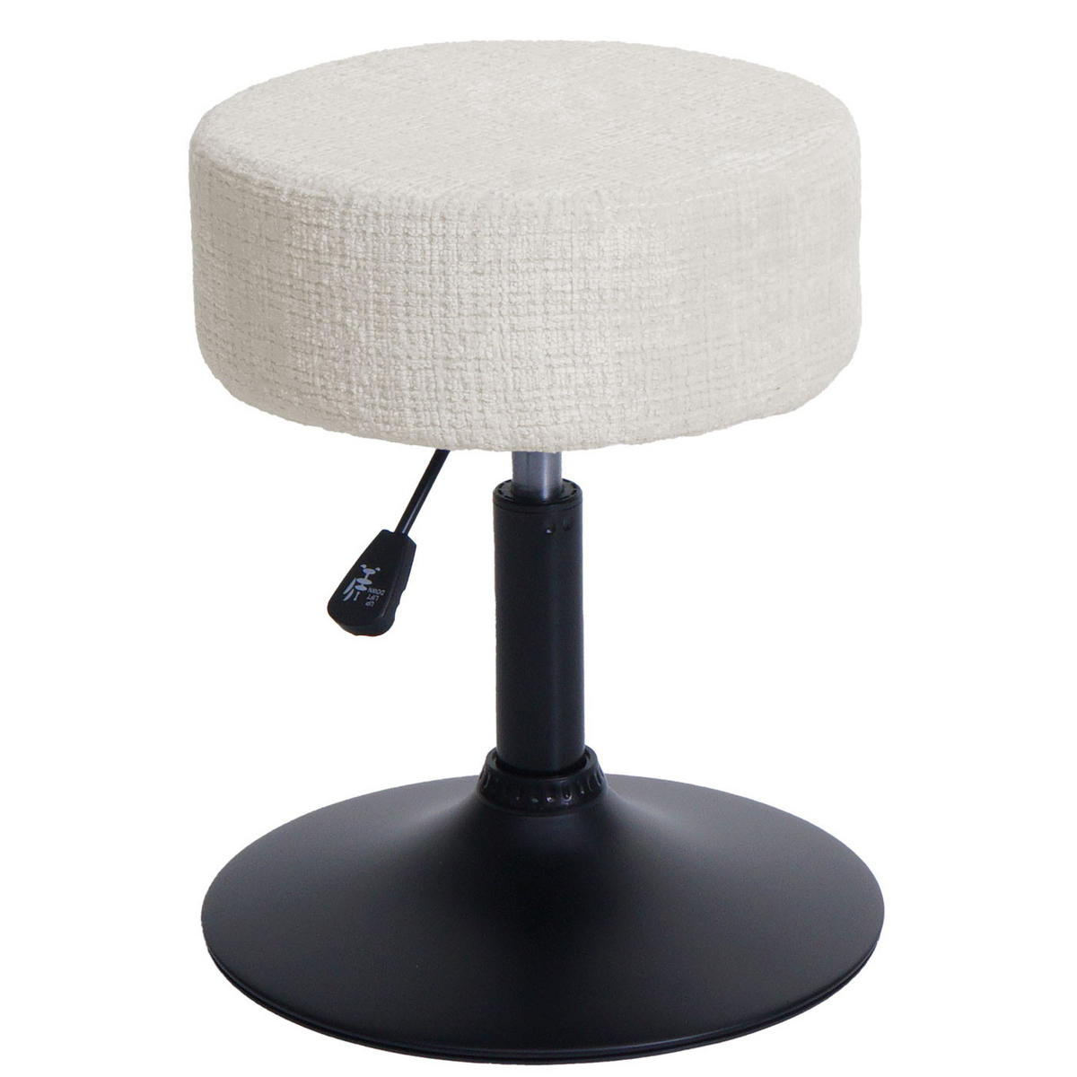 HOCKER 2er-Set höhenverstellbar und drehbar Sitzhöhe 45-57cm Ø 37cm Stoff Chenille Weiß - Beige, Textil (37/57/37cm) - PROREGAL