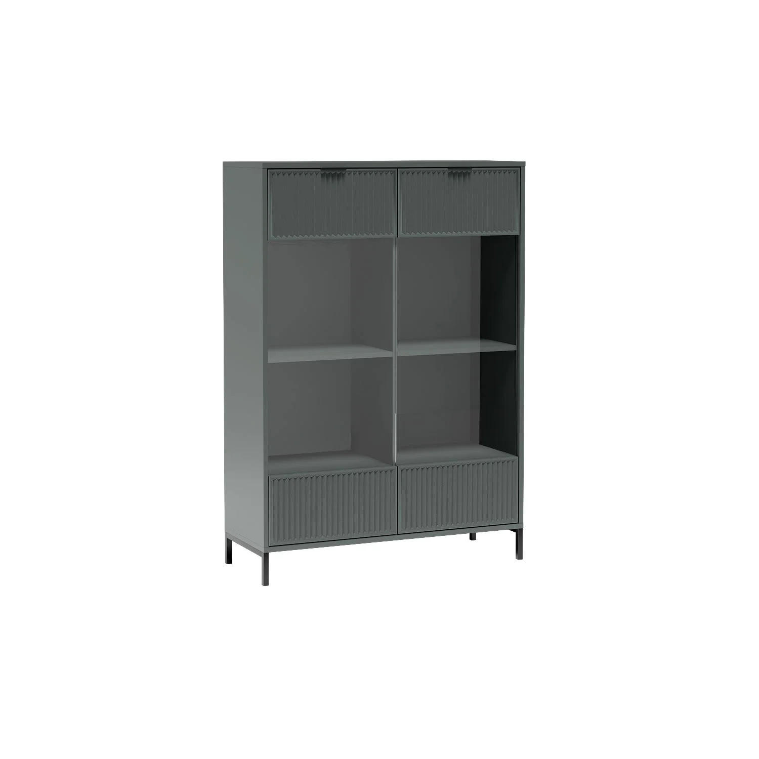 VITRINESCHRANK LINKA STYLES LS-08 - Dunkelgrün, Holzwerkstoff (105/150/41cm) - Meblini