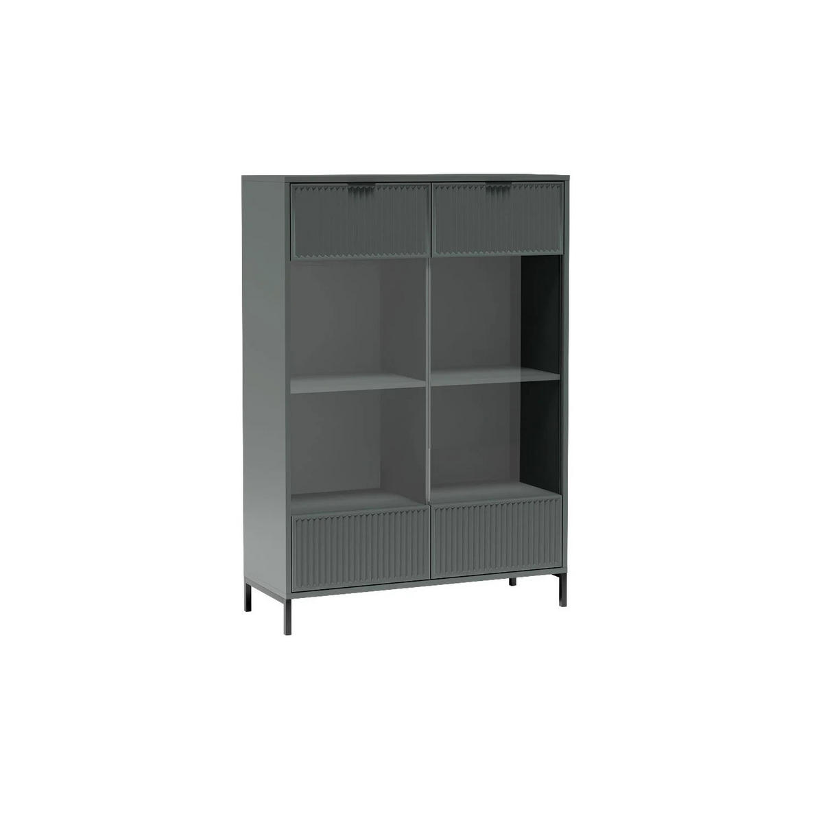 VITRINESCHRANK LINKA STYLES LS-08 - Dunkelgrün, Holzwerkstoff (105/150/41cm) - Meblini