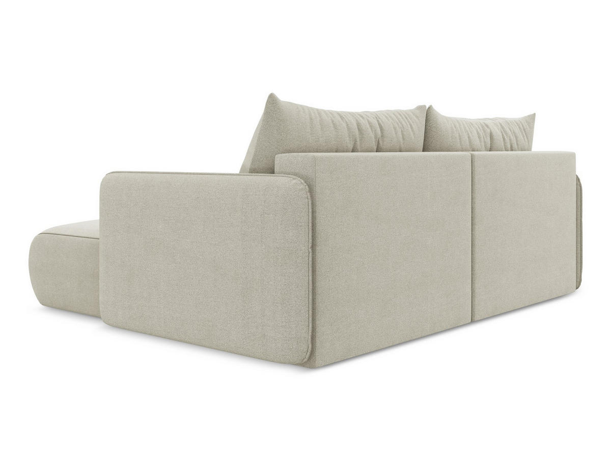 ECKSOFA mit Schlaffunktion Strukturstoff Stoff Beige - Beige/Creme, Kunststoff/Textil (207/148cm) - Makamii