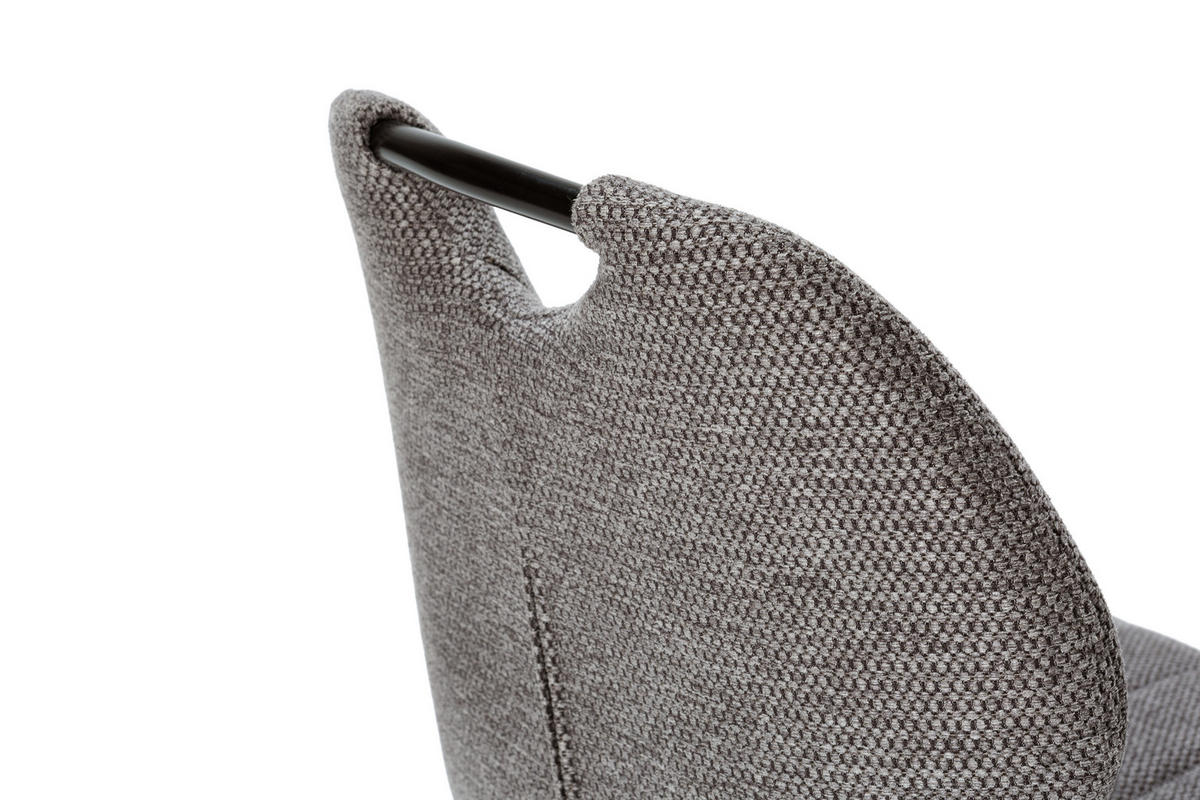 STÜHLEN (Set aus 4) aus stoff mit schwarzen metallbeinen muli 48/58/86 cm - Grau, Textil (58/86/48cm) - Calicosy