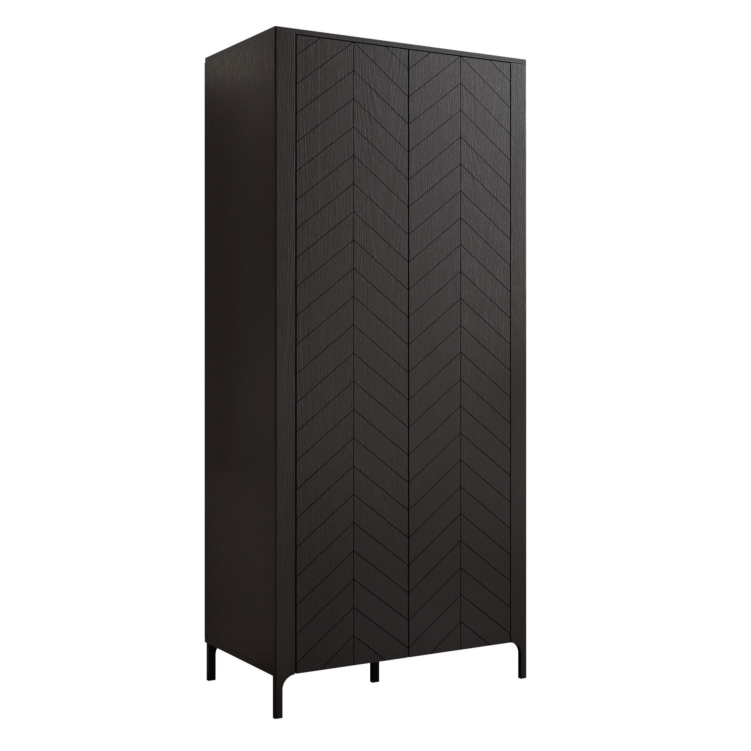 DREHTÜRENSCHRANK LORIEN 2-türig 90/40/197 cm Schwarz - Schwarz, Holzwerkstoff/Metall (90/197/40.6cm) - Idohome