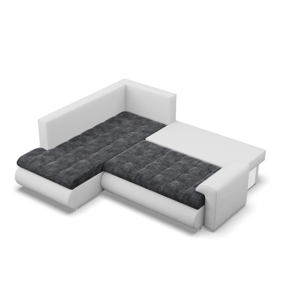 ECKSOFA LINKS MIT SCHLAFFUNKTION FORESTA, Schwarz + Grau - Schwarz/Grau, Textil (230/200cm) - Mebligo