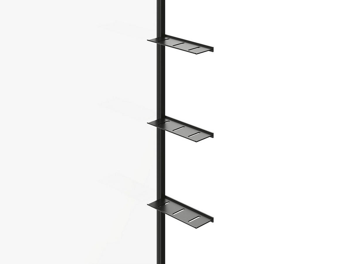 DUSCHTRENNWAND für begehbare Duschen mit Ablagen - Schwarz matt - Glas 6 mm - 120 x 200 cm - DAREN - Schwarz, Metall (120/200cm) - Vente-Unique