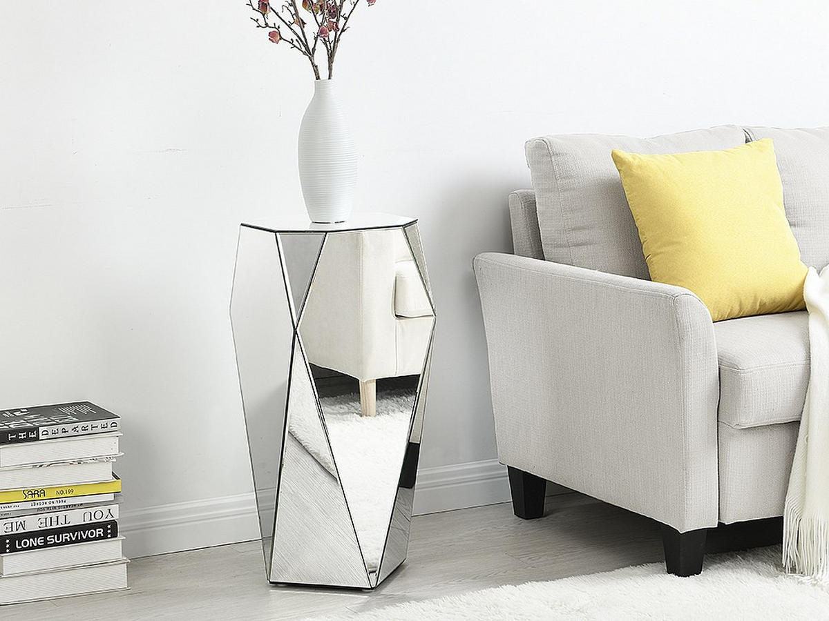 BEISTELLTISCH - MDF & Spiegel - Silberfarben - SIGRID - Silberfarben, Glas (30.7/30.7/71cm) - Pascal Morabito