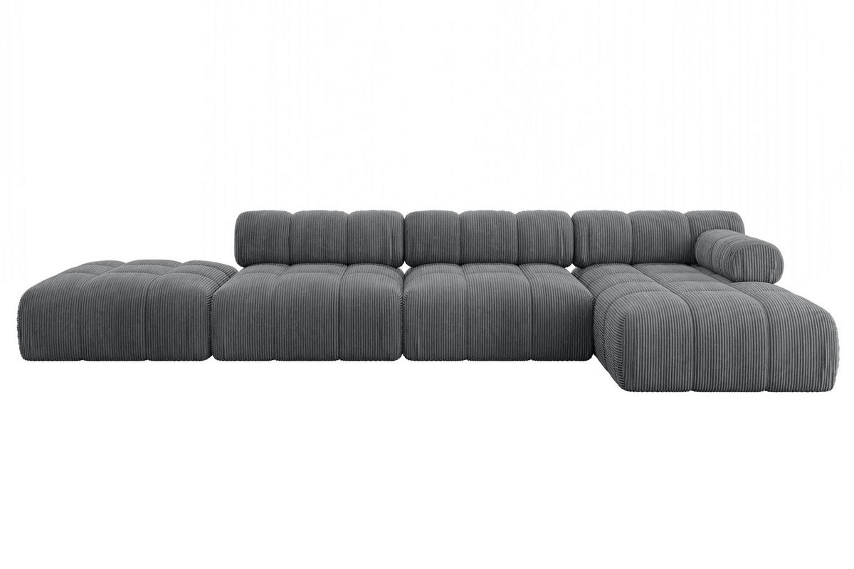 ECKSOFA modulares Sofa Lizur-L2 - 380x160x70 cm Dunkelgrau Cord - Dunkelgrau, Holzwerkstoff/Textil (380/160cm) - ALTDECOR