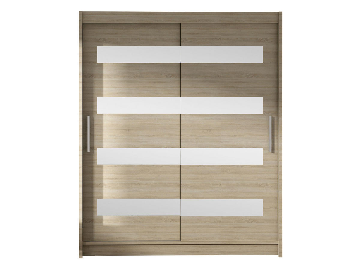 SCHWEBETÜRENSCHRANK Westa XIII - Silberfarben/Sonoma Eiche, Holzwerkstoff/Metall (150/200/58cm) - MIRJAN24