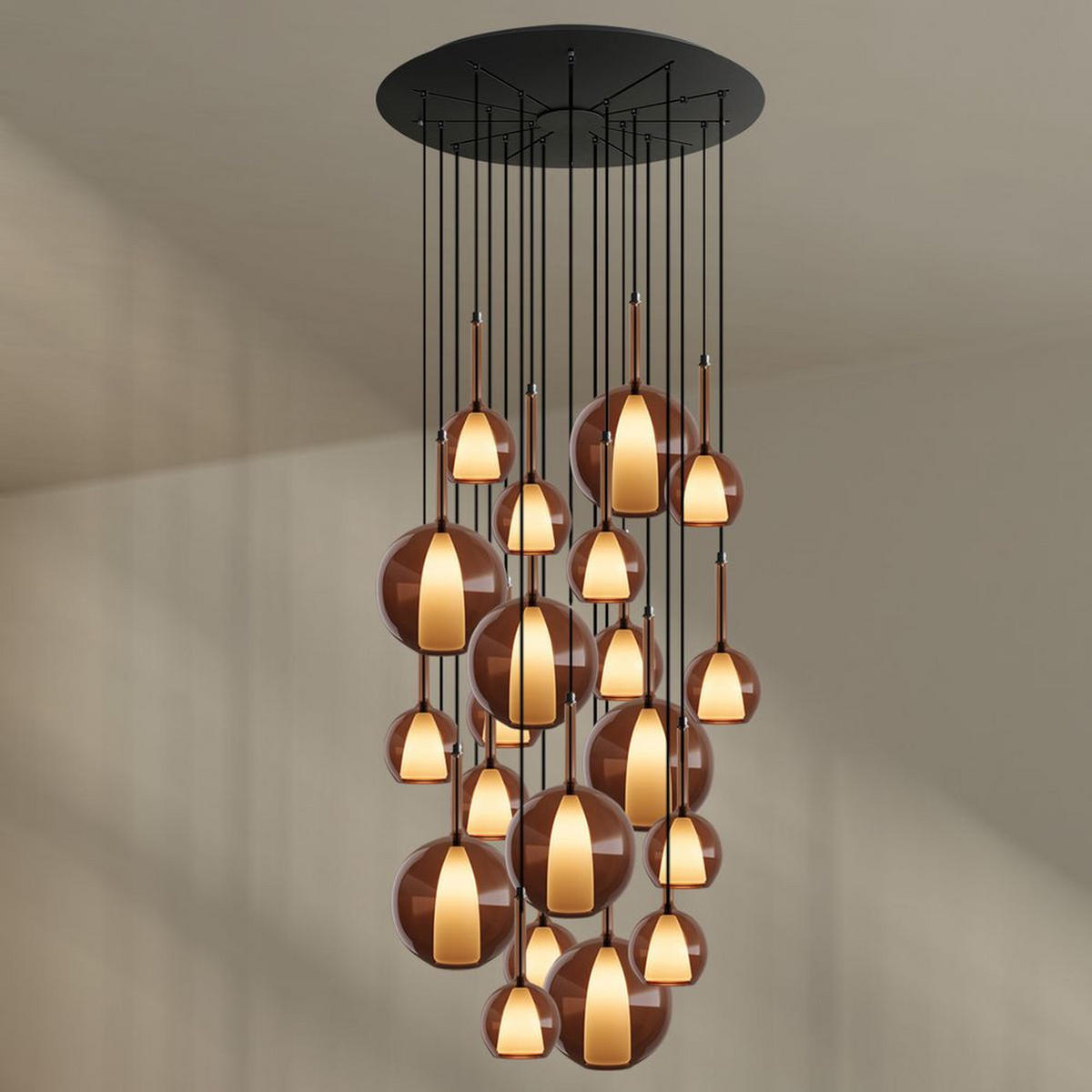 GALERIELEUCHTE Belluna 20-flammig Braun Ø 14/24cm - Braun, Glas (24/24/45cm) - s.luce