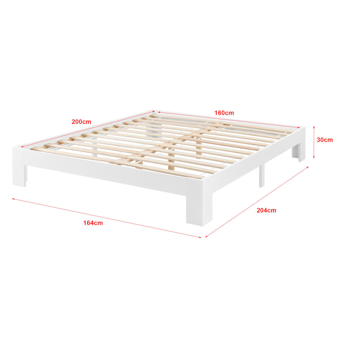 HOLZBETT Raisio - Weiß, Holz (160/200cm) - [en.casa]