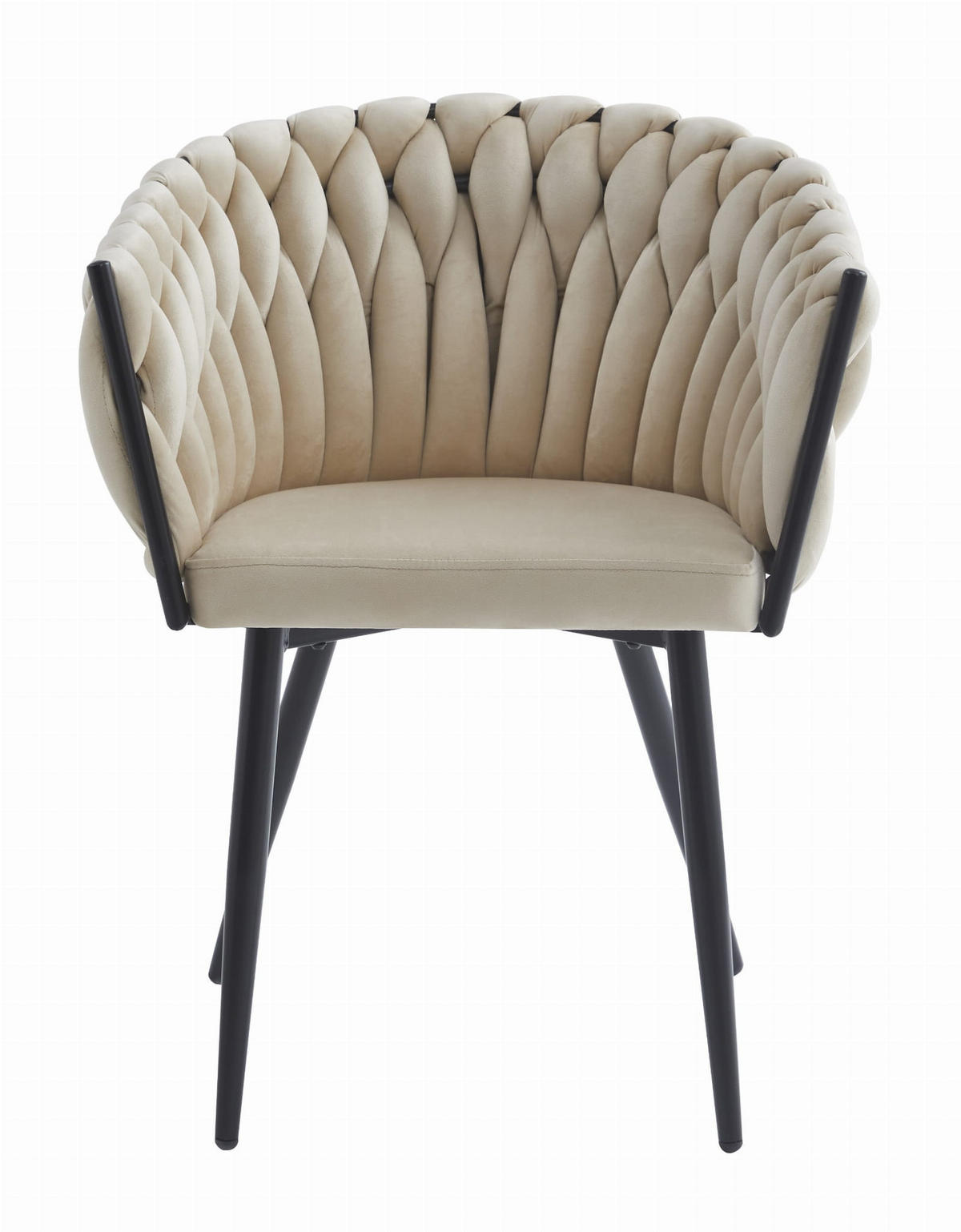 STUHL ARONA 6-er Set, Beige, Schwarz, Schwarze metallische Beine - Beige, Textil/Metall (61/79/55cm) - Komodee