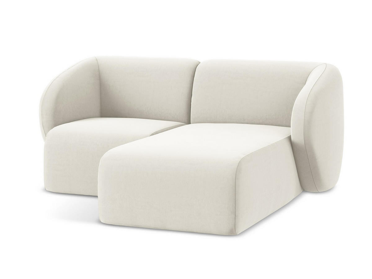 ECKSOFA Rechts Samt Stoff Beige - Creme/Schwarz, Holzwerkstoff/Kunststoff (178/166cm) - Makamii