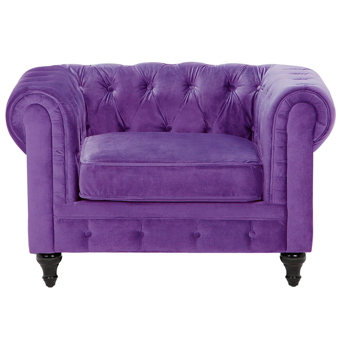 4-SITZER SOFA SET Samtstoff Violett Chesterfield - Violett, Textil (201/70/75cm) - Beliani