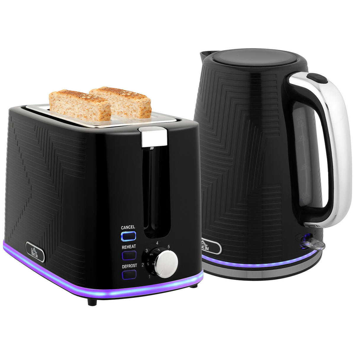 TOASTER mit Wasserkocher DE-07884 Schwarz - Schwarz, Metall (16.7/23.2/22.2cm) - ComfortXL