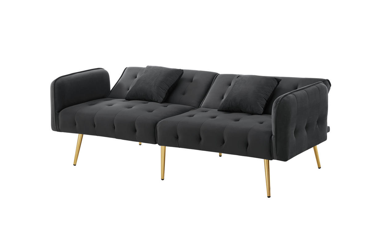 SCHLAFSOFA 178/82/70 cm Antikgrau Samt mit verstellbarer Rückenlehne und mehrstelligen Armlehnen - Dunkelgrau, Textil (82/70/178cm) - Oxeza