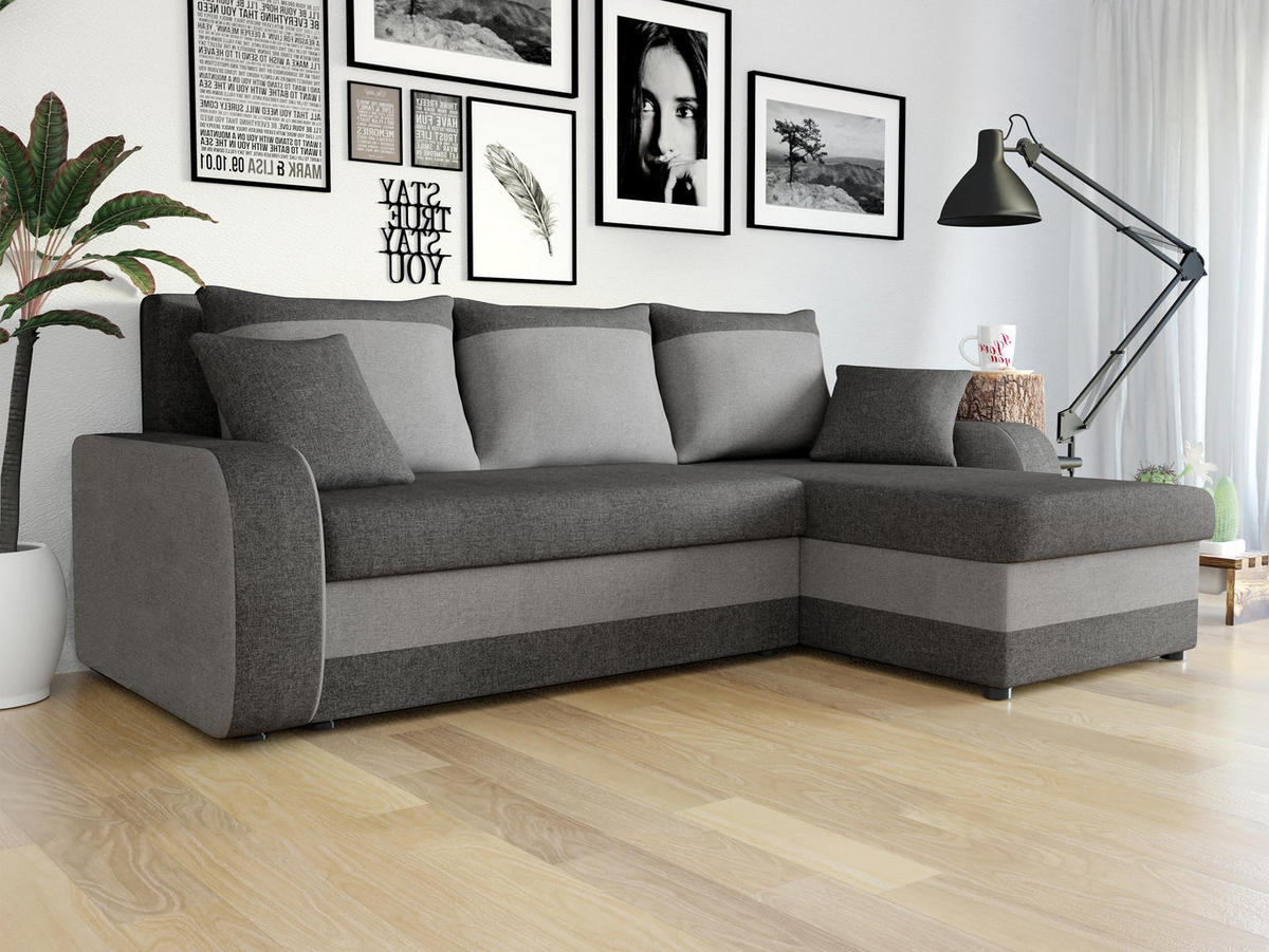 ECKSOFA Kris Lux - Schwarz/Graphitfarben, Holz/Kunststoff (238/147cm) - MIRJAN24