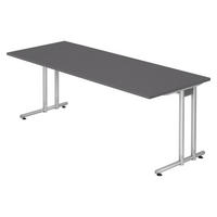 SCHREIBTISCH Serie-N 80/200/74 cm in Graphitfarben - Graphitfarben, Holzwerkstoff (80/200/74cm) - bümö