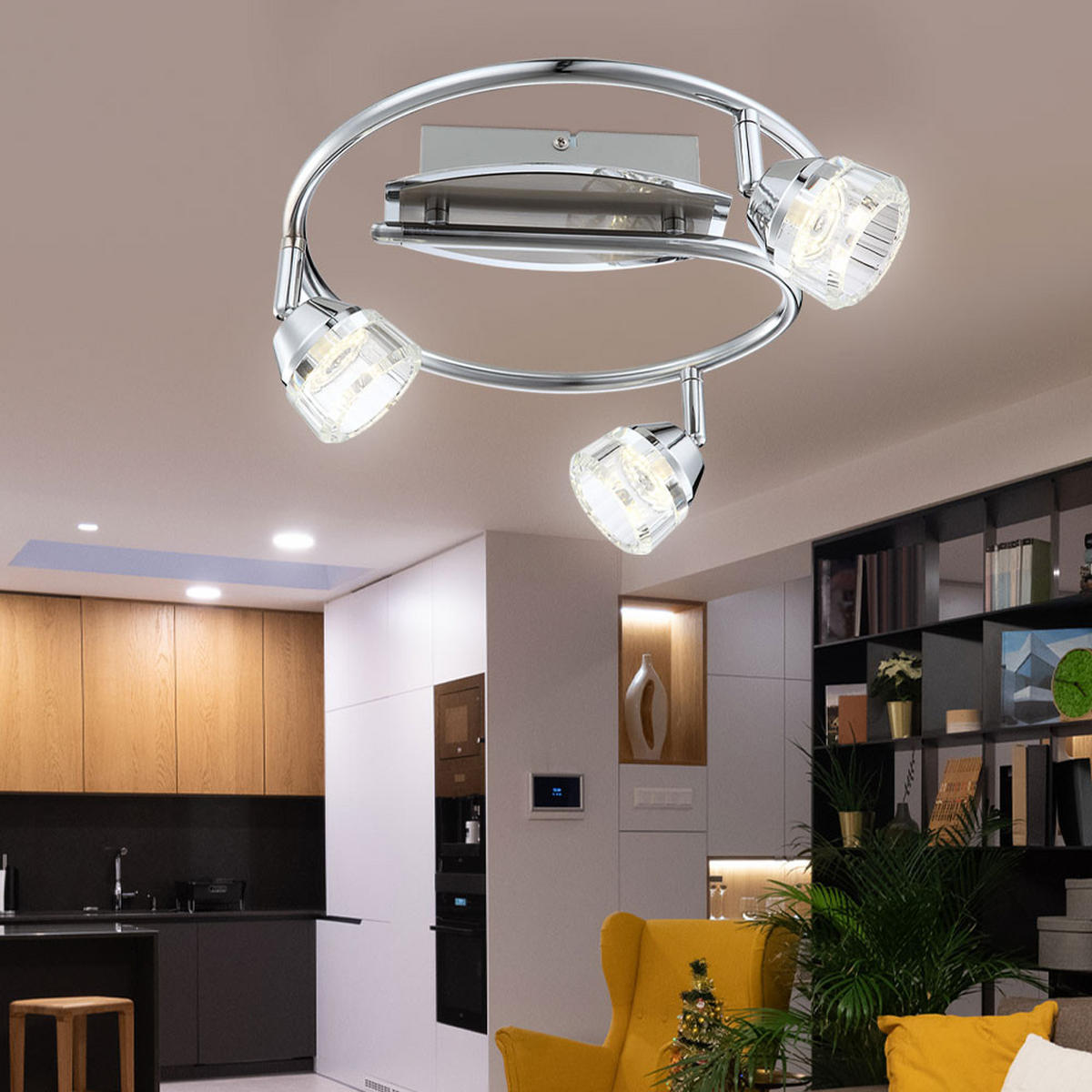 LED DECKENLEUCHTE LILIJA Chrom Silber - Silberfarben, Glas (30/30/16cm) - Globo Lighting