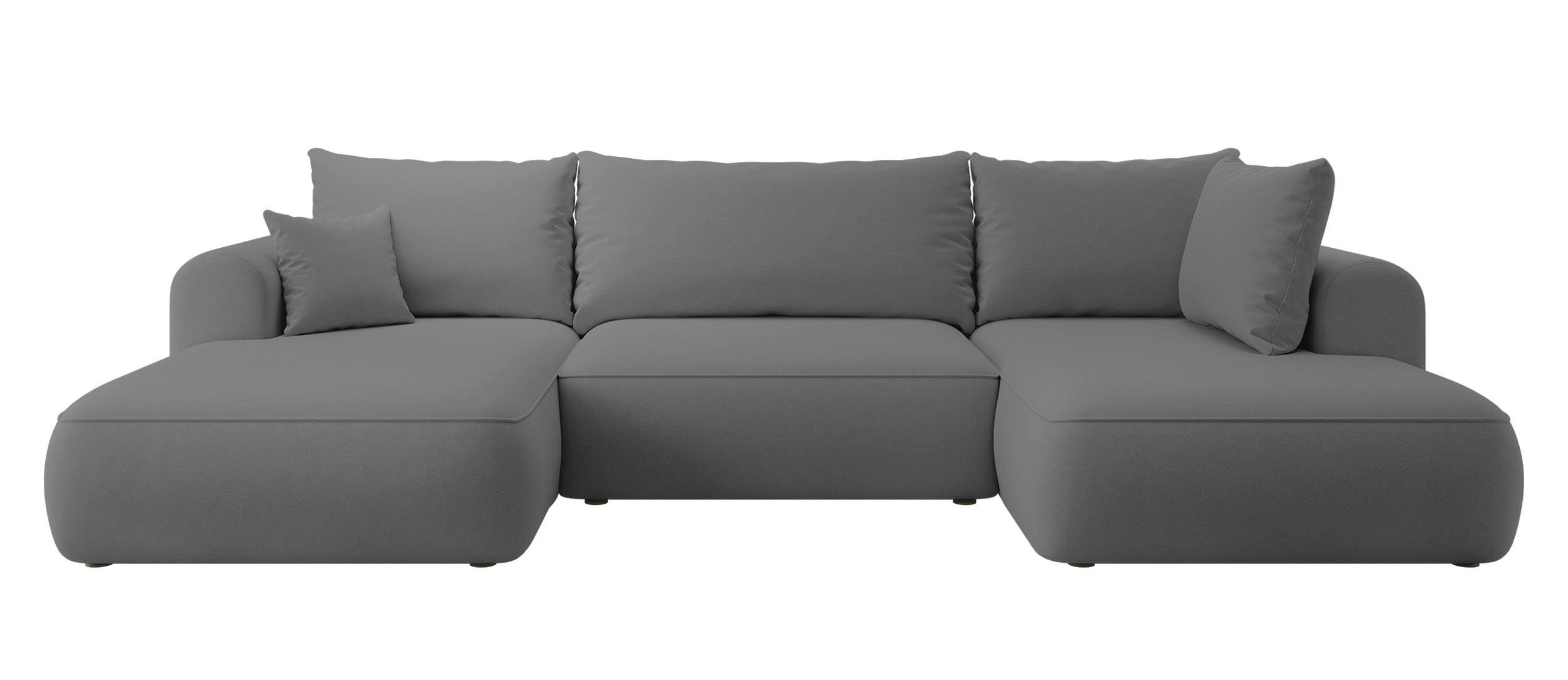WOHNLANDSCHAFT Ovo Dunkelgrau Velours - Dunkelgrau/Schwarz, Textil (380/95/167cm) - Selsey