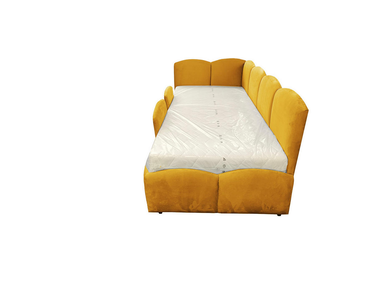 KINDERBETT TIM 90x200 rechts Honigfarbe mit Bettkasten & Rausfallschutz - Honig, Textil (90/200cm) - KS Home Concept