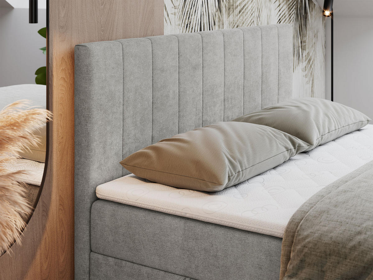 BOXBETT LOPE 200/200 - Hellgrau Strukture - H4 - Hellgrau, Holz/Textil (200/200cm)