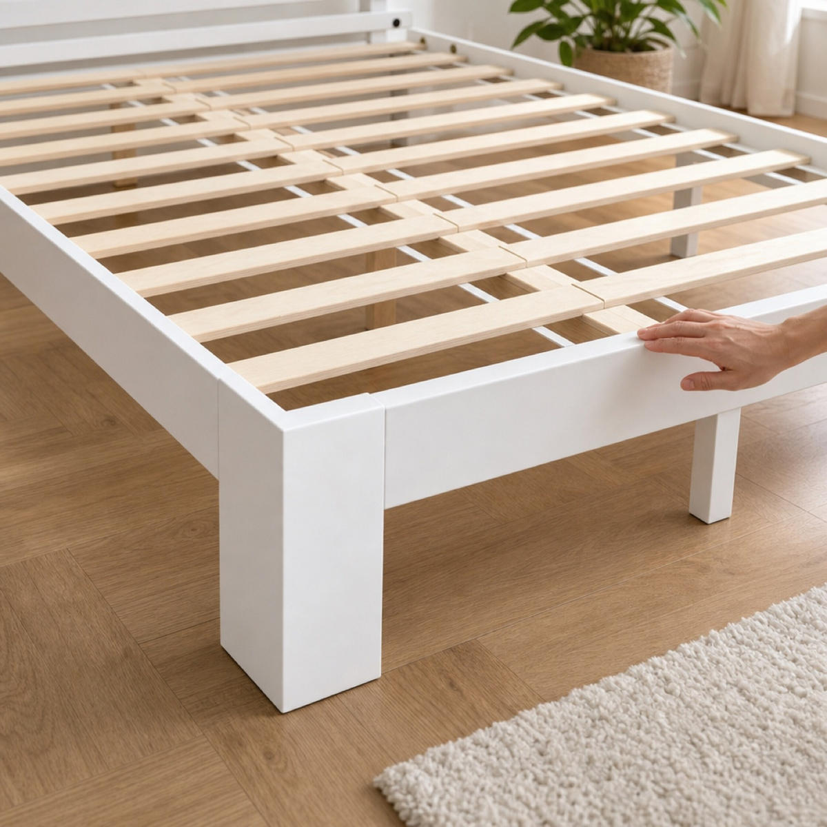 BETT Weiß Massivholz mit Lattenrost 160x200 cm - Weiß, Holz - Relaxdays