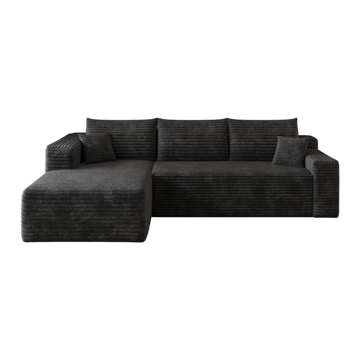 ECKSOFA 241 cm aus Stoff mit Cordbezug und ohne Montage Schwarz - Schwarz, Textil (151/241cm) - Modenvie