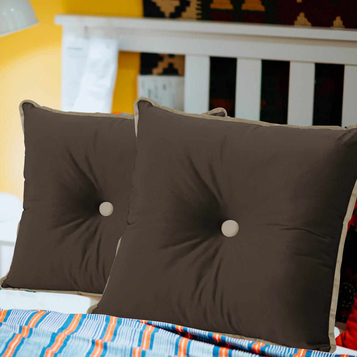 DEKOKISSEN Quadratische Samt 50*50cm - Dunkelbraun, Textil (50/50cm) - Vercart