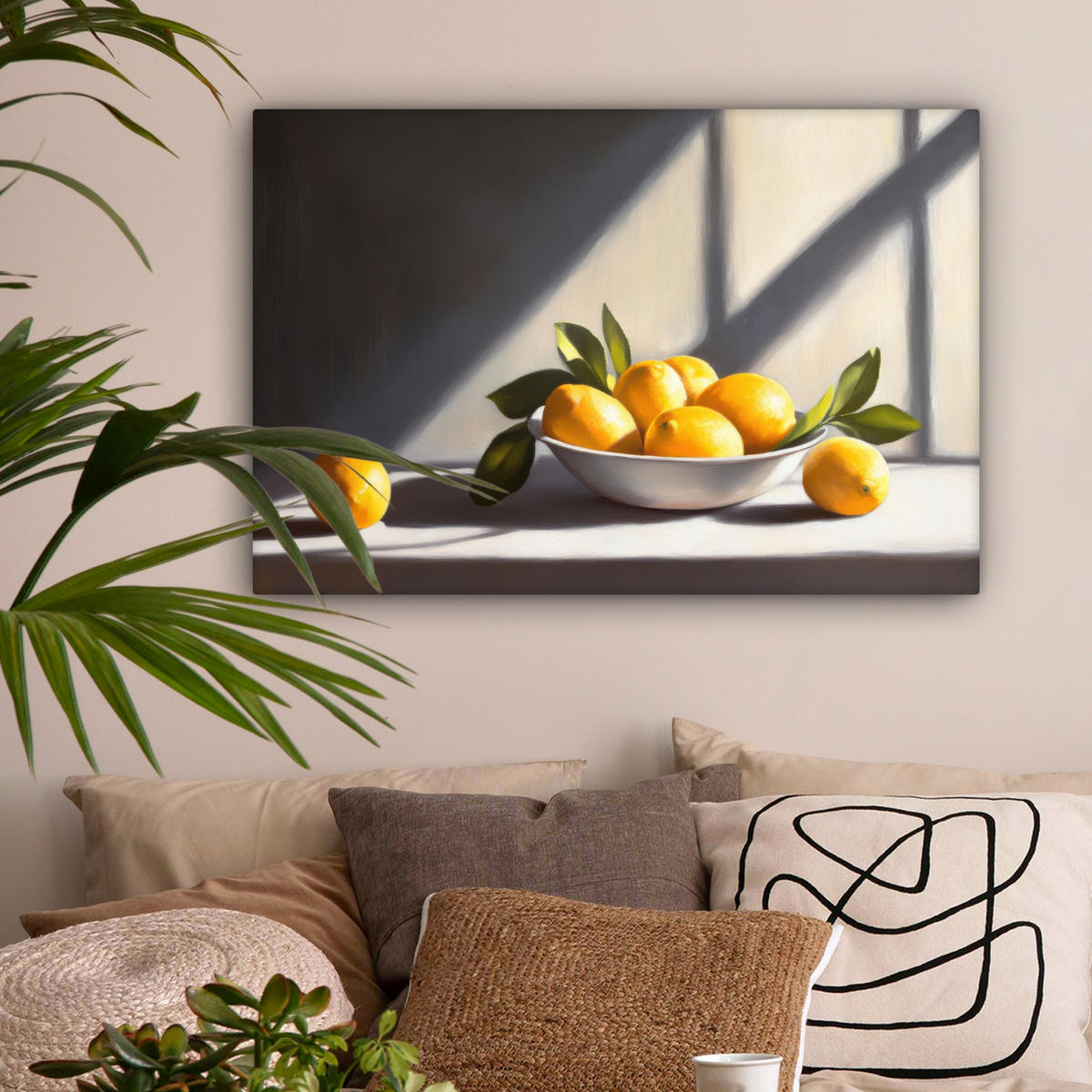 LEINWANDBILD Zitronen - Stilleben - Gelb Wanddeko 90x60 cm - Gelb, Textil (90/60cm) - MuchoWow