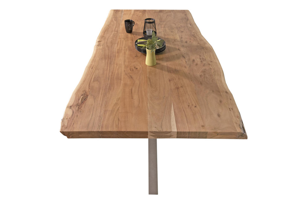 ESSTISCH CALI - Beige/Silberfarben, Holz/Metall (100/300/77cm) - SAM