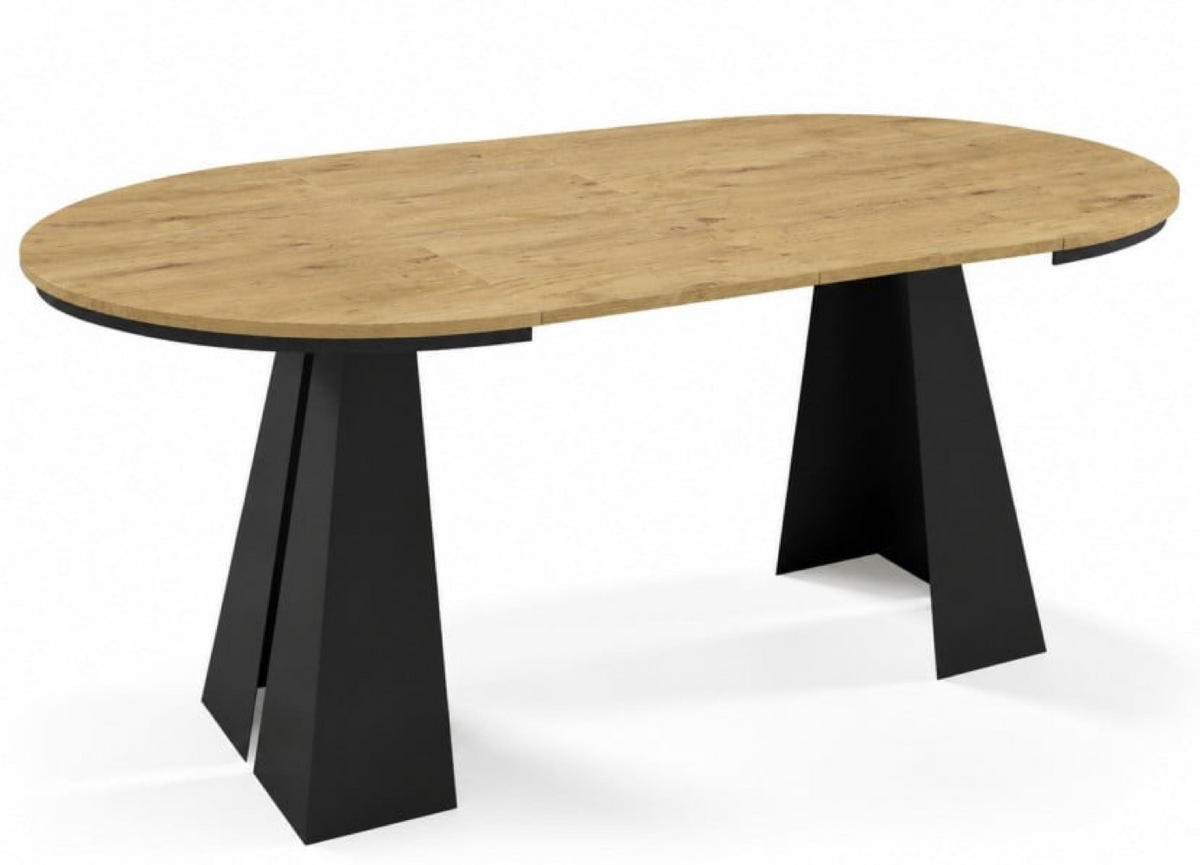 TISCH Schwarz Frega Ausziehbar - Alteiche/Schwarz, Holzwerkstoff (196/120/76cm) - Sepro Meble