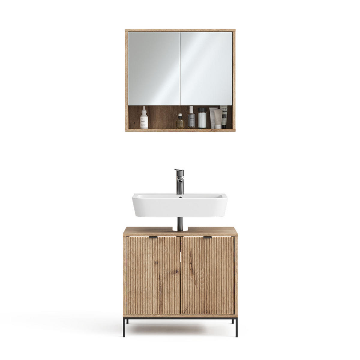 BADMÖBEL-SET Eliza Viking Oak 2 Teile - Eichefarben, Holzwerkstoff (70/63/45cm) - Vicco