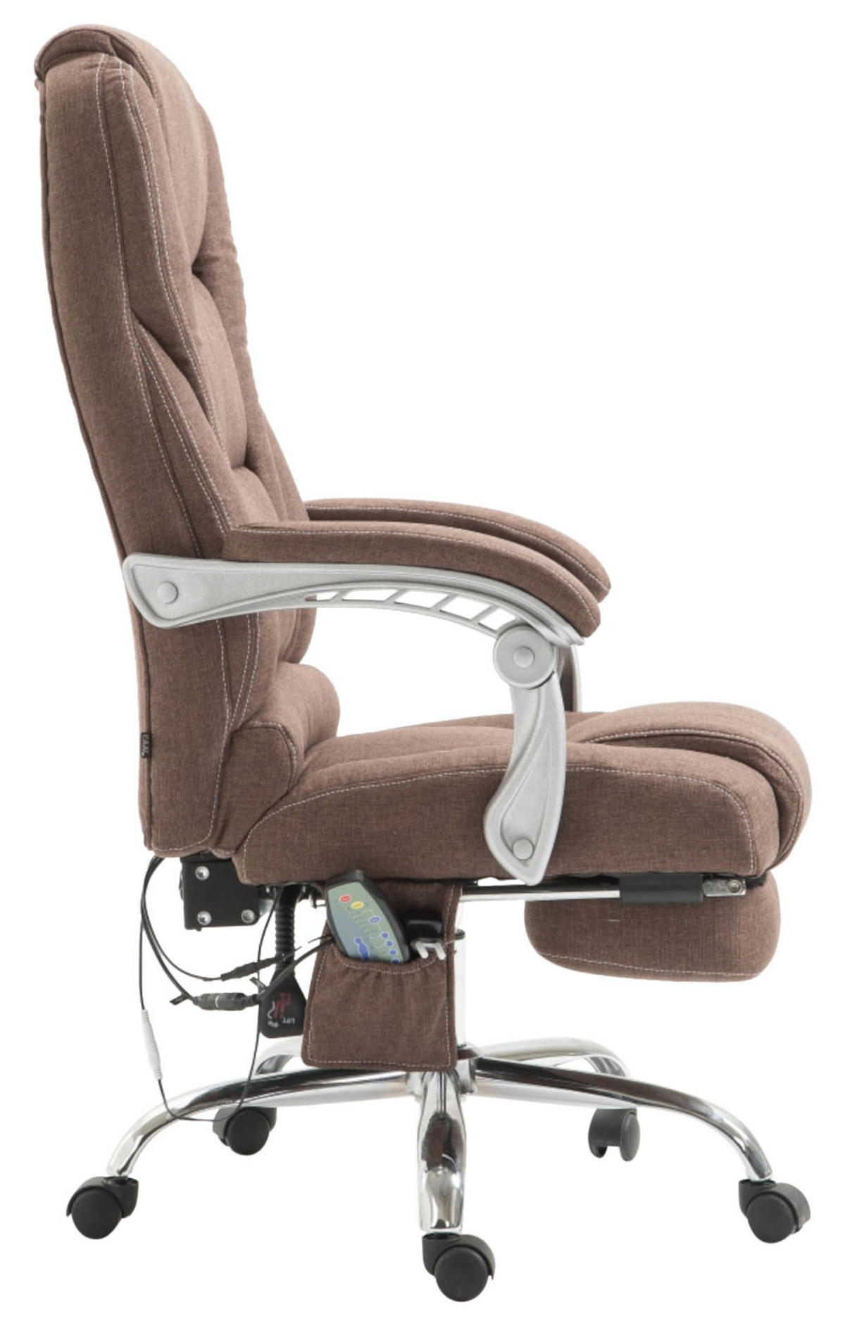 CHEFSESSEL Stoff braun - Chromfarben/Braun, Textil/Metall (68/118/64cm) - CLP