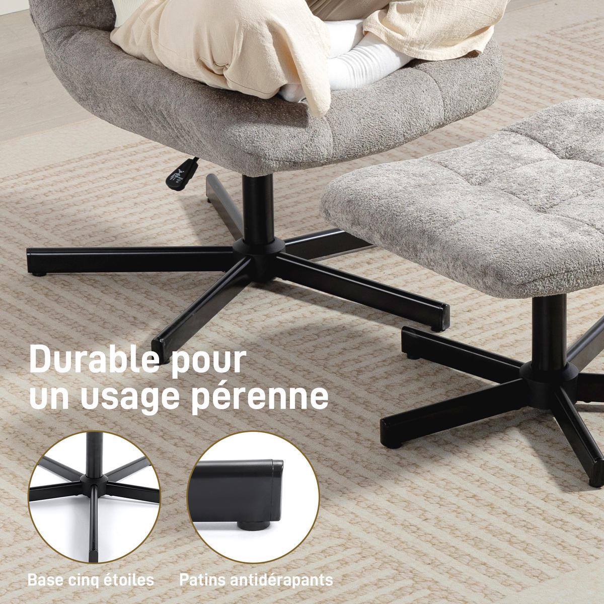 SESSEL mit Fusstütze DE-17413 höhenverstellbar & 135° neigbar Grau - Grau, Metall (66/104/80cm) - ComfortXL