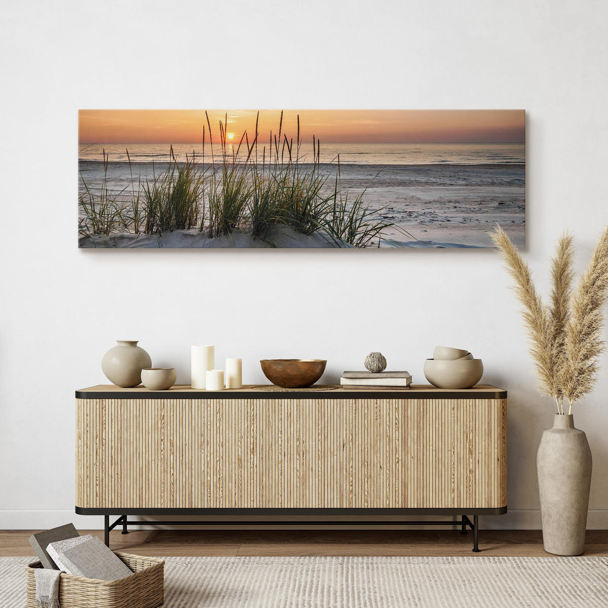 PANORAMABILD Strand Meer Landschaft 3D 145/45 cm - Beige/Orange, Textil (145/45cm) - Muralo
