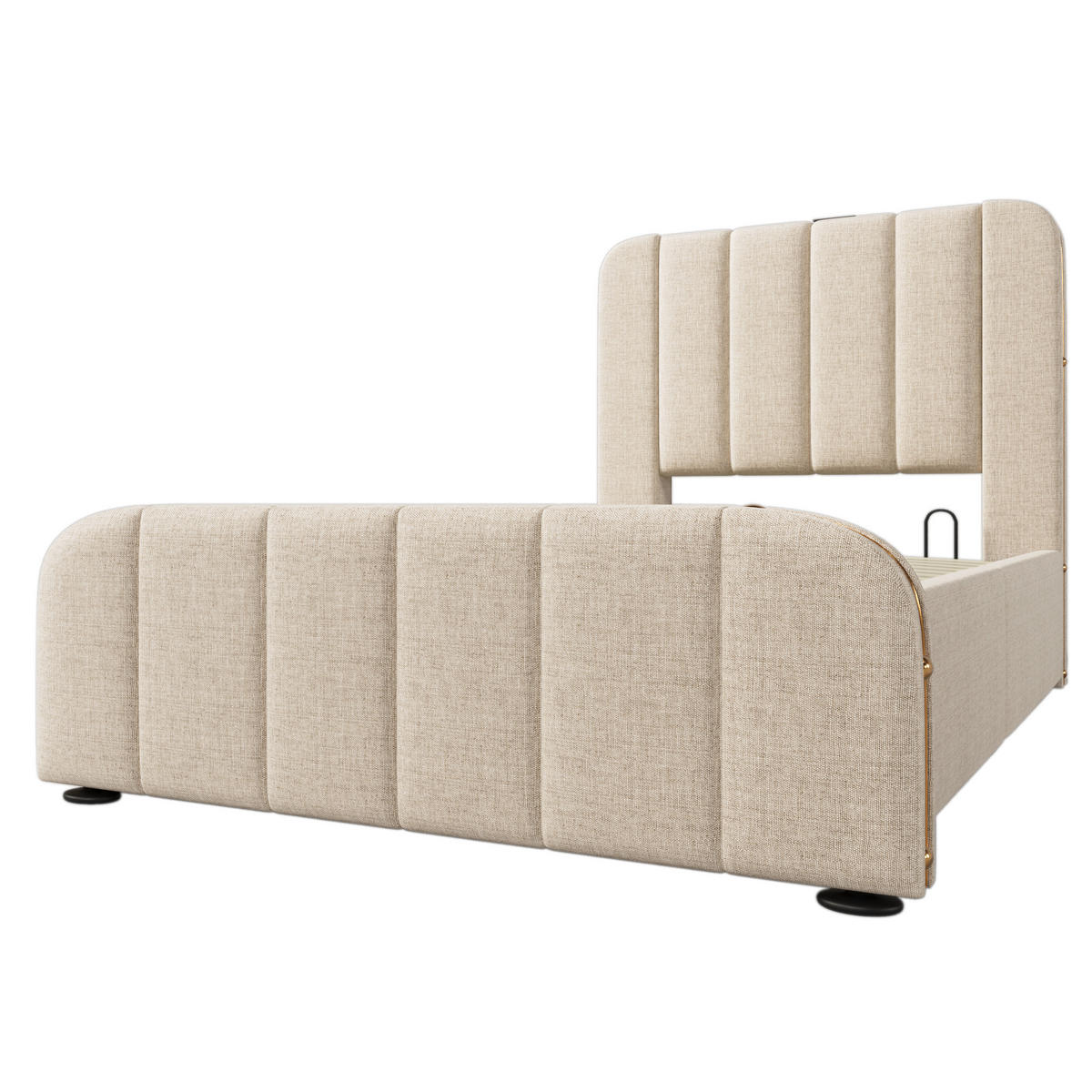 STAURAUMBETT 90/200 cm DE-00292, in Beige, hydraulisch - Beige, Metall (90/200cm) - ComfortXL