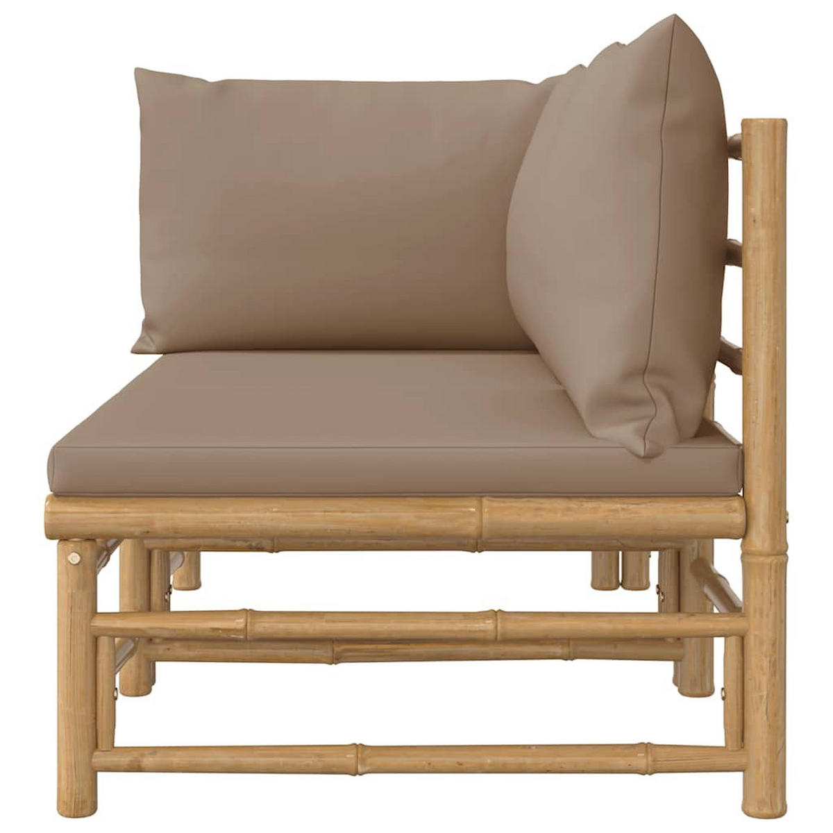 GARTEN-LOUNGE-SET 2-TLG. Mit Taupe Kissen Bambus - Taupe, Naturmaterialien (69/65/55cm) - vidaXL