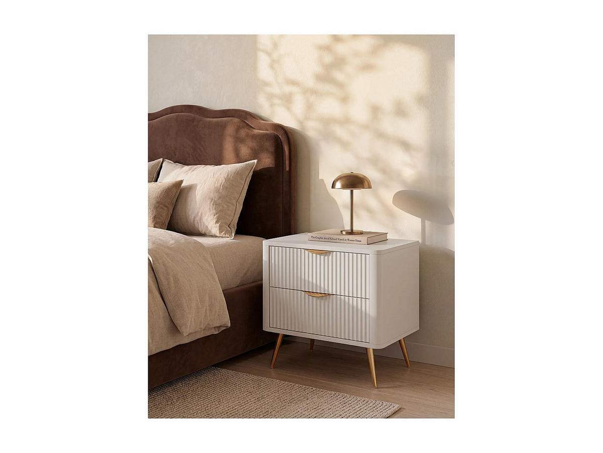 NACHTTISCH - 63.2 x 38 - holz - beige Elonaria - Beige, Holz/Metall (63.2/55.3/38cm) - Vente-Unique