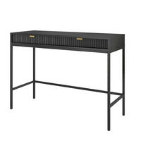 SCHMINKTISCH NANAIMO TOA1-2S Profilierte Fronten, Schwarz - Schwarz, Holzwerkstoff/Kunststoff (104/77/50cm) - Komodee