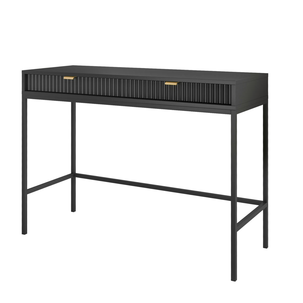 SCHMINKTISCH NANAIMO TOA1-2S Profilierte Fronten, Schwarz - Schwarz, Holzwerkstoff/Kunststoff (104/77/50cm) - Komodee