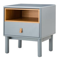 NACHTKOMMODE - Blaugrau/Braun, Holz/Holzwerkstoff (48/55/40cm) - home24